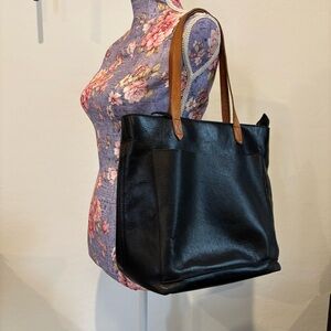Madewell Zip-Top medium transport leather tote bag
